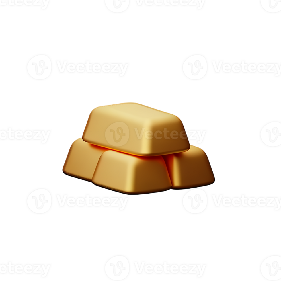 gold bar 3d rendering icon illustration png