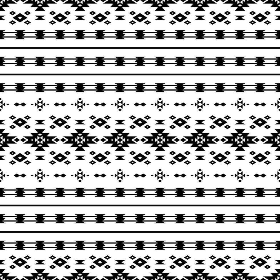 Aztec geometric seamless ethnic pattern in black and white color. Ornament stripe traditional style design for textile. vector