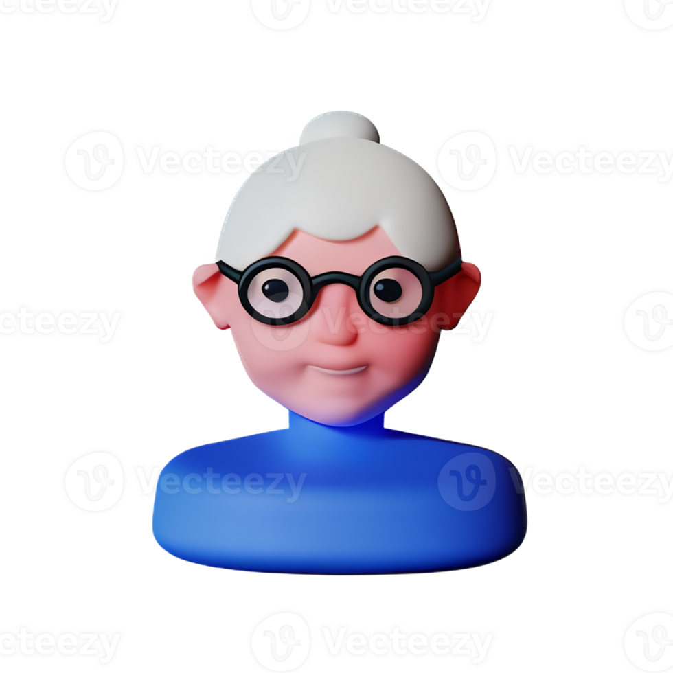 grandma face 3d rendering icon illustration png