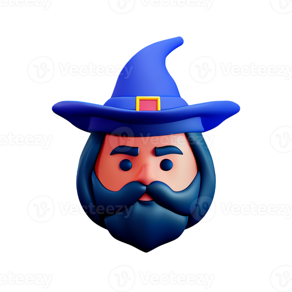 wizard face 3d rendering icon illustration png