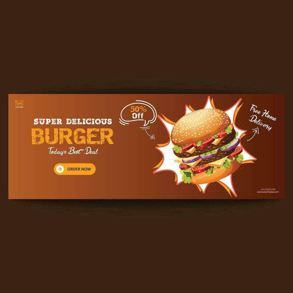 Burger fast food social media post design. Restaurant banner template design. vector