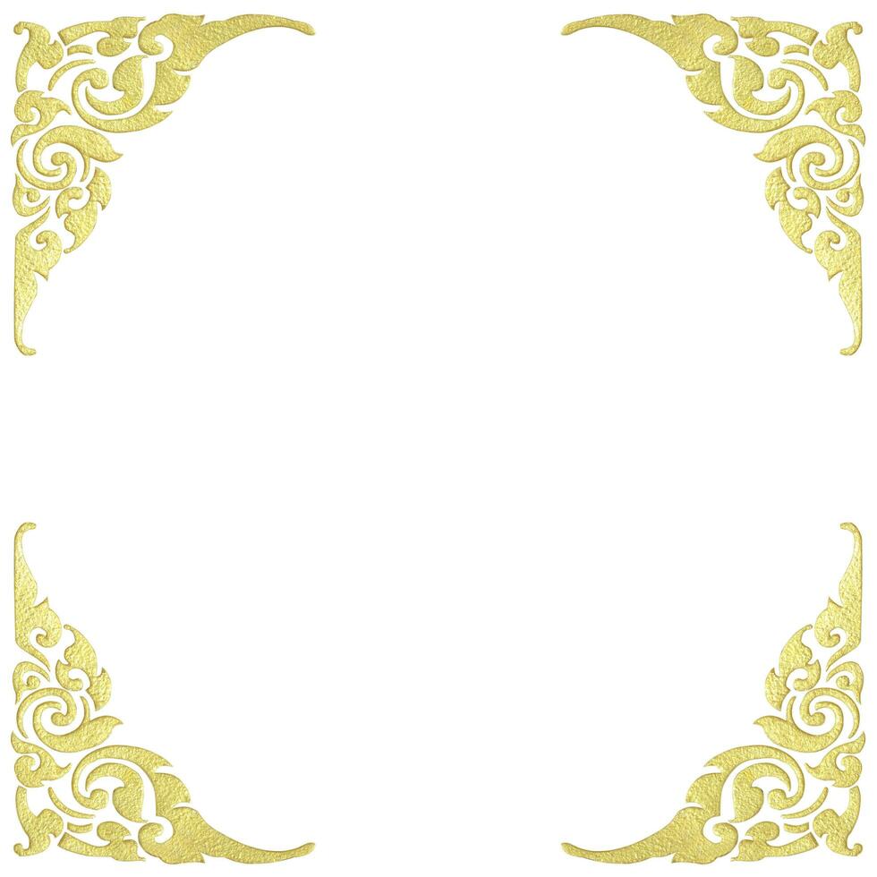 Pattern of wood frame carve flower on white background photo