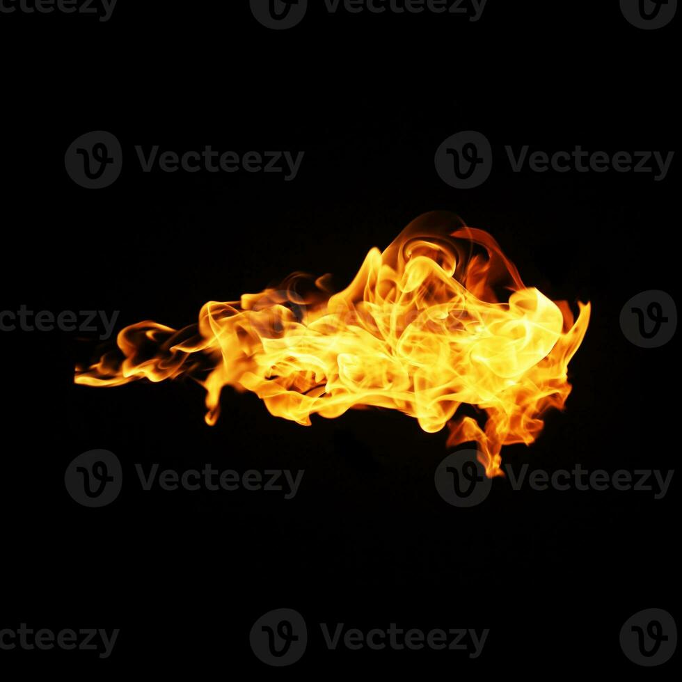 Fire flames collection isolated on black background photo