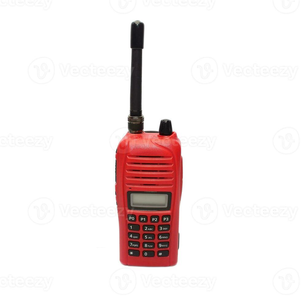 Red radio communication on white background photo