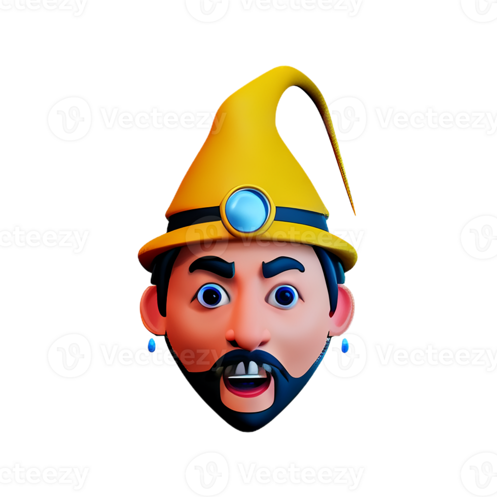 wizard face 3d rendering icon illustration png