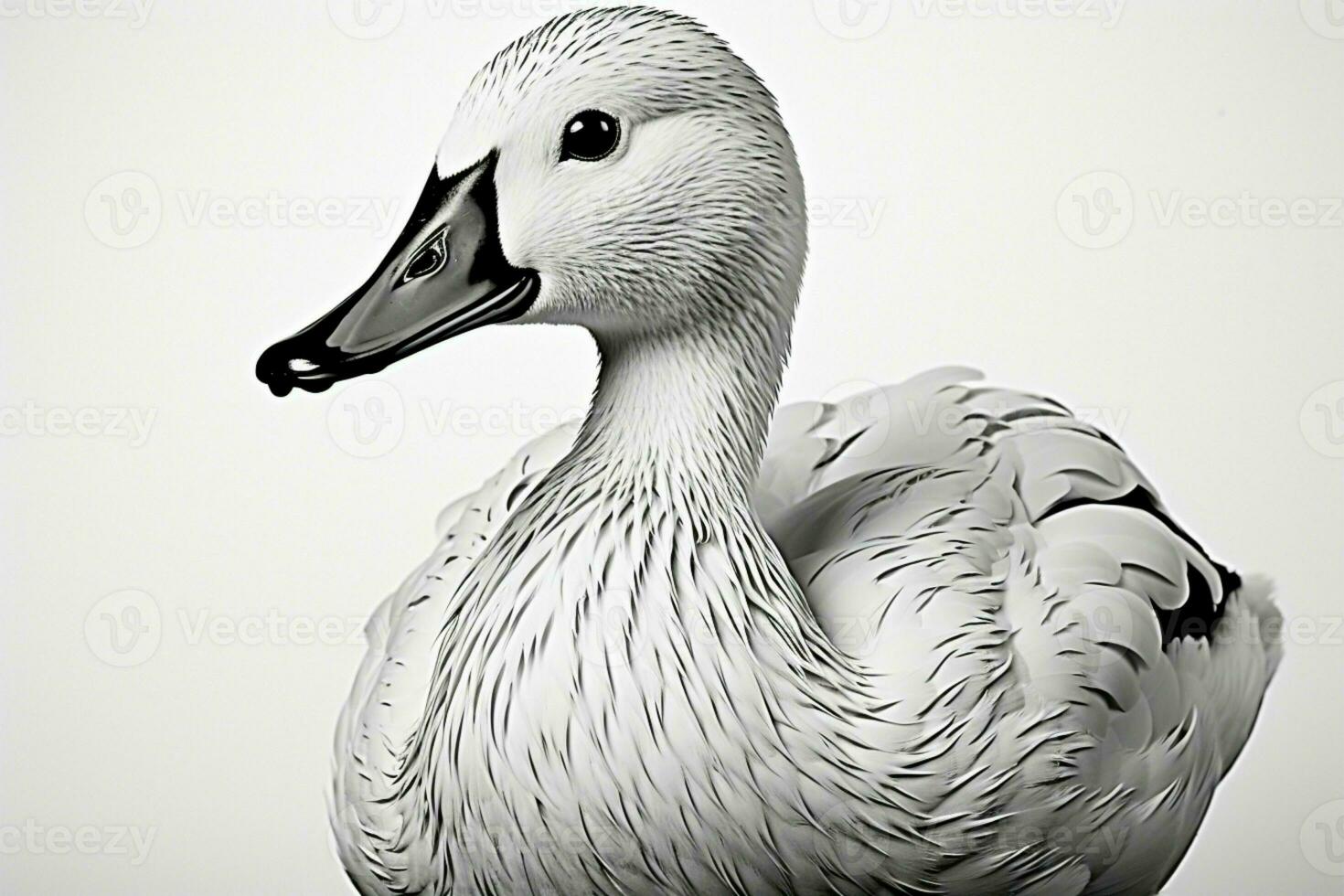 A grayscale portrayal of a duck, timeless and elegant simplicity AI Generated photo