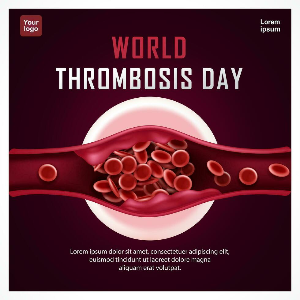 mundo trombosis día. bloqueo de sangre vasos 3d vector, adecuado para salud, diseño elementos y eventos vector