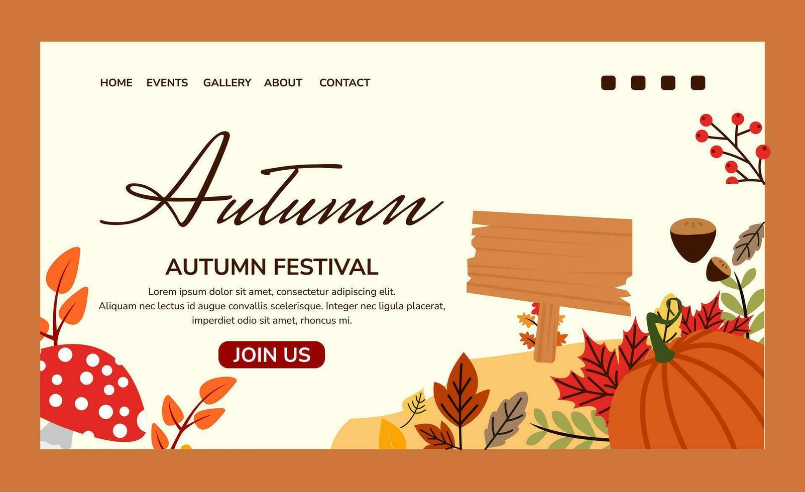 Flat landing page template for autumn celebration vector