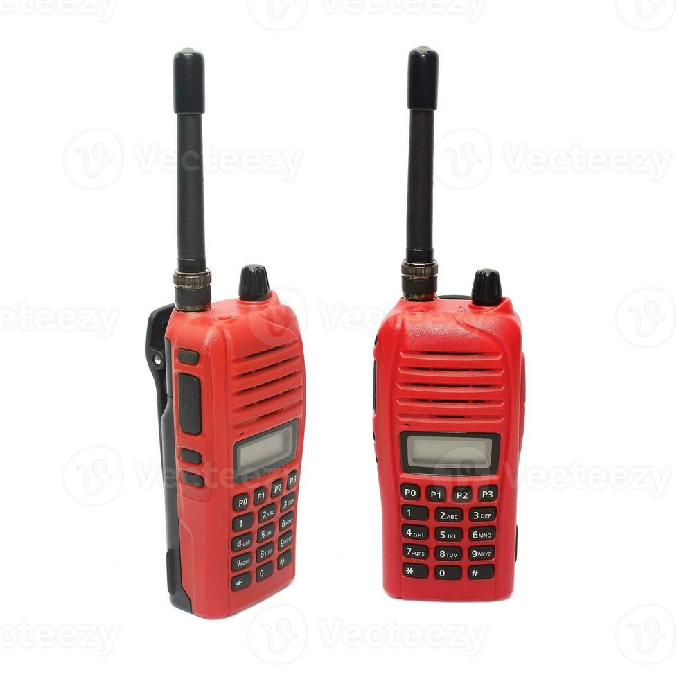 Red radio communication on white background photo