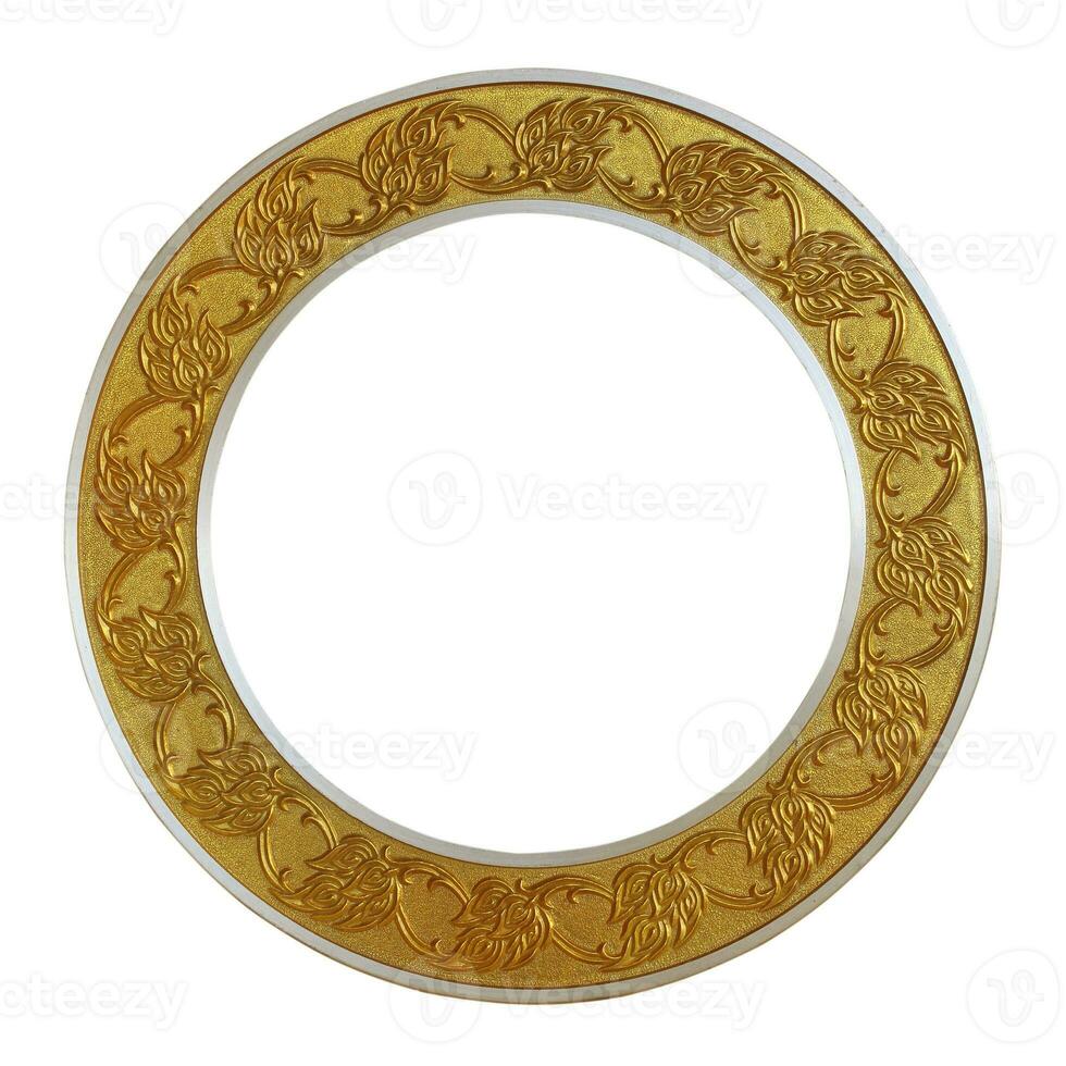 Frame golden circle on isolated white background. photo