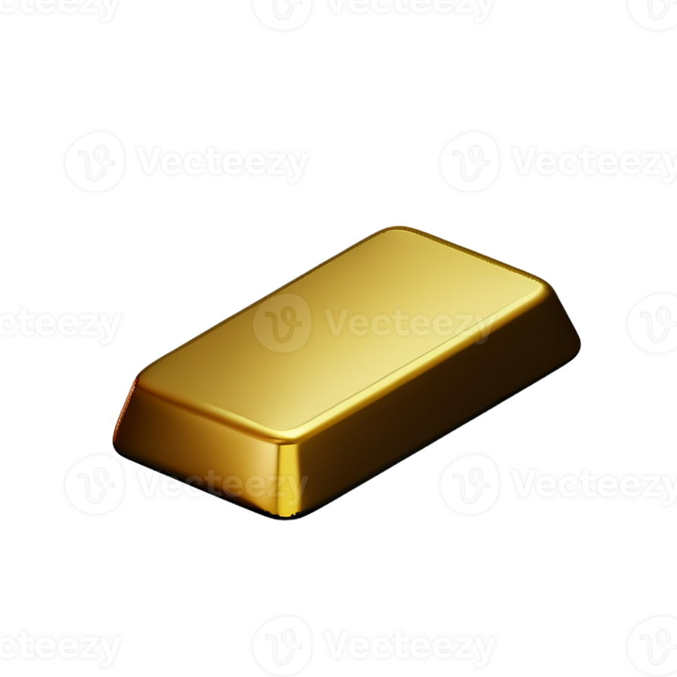 gold bar 3d rendering icon illustration png