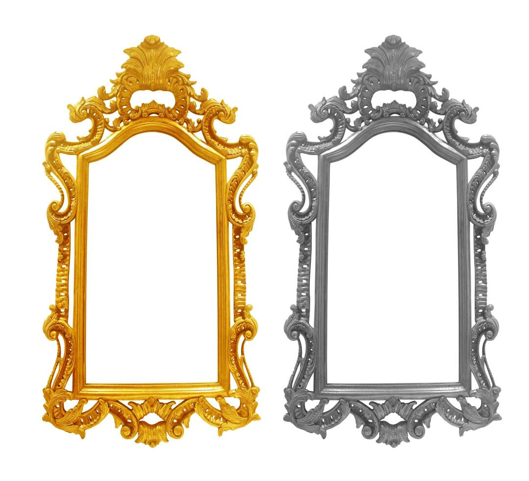 Golden and Gray vintage frame isolated on white background photo