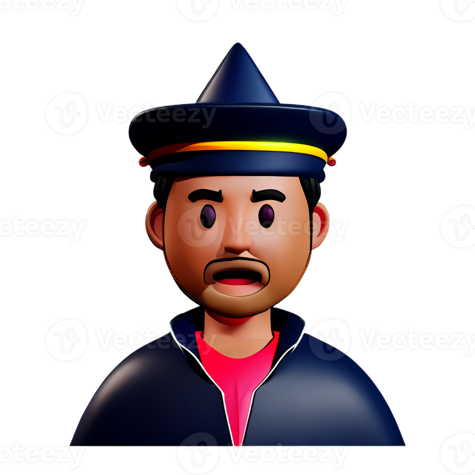 wizard face 3d rendering icon illustration png