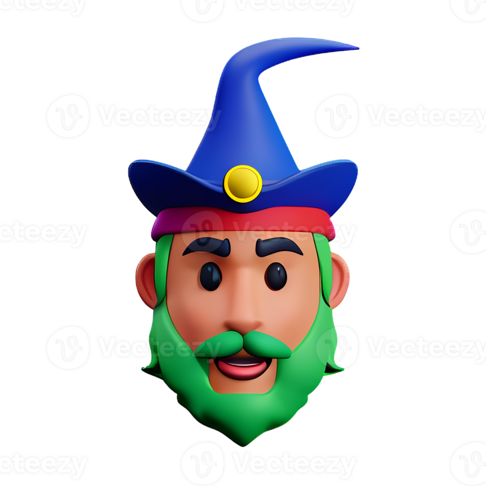 wizard face 3d rendering icon illustration png