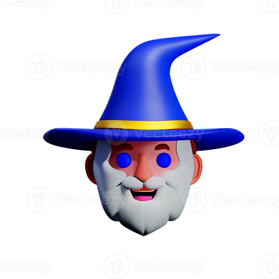 wizard face 3d rendering icon illustration png