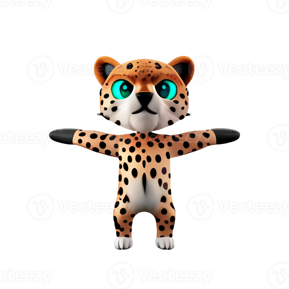 cheetah 3d rendering icon illustration png