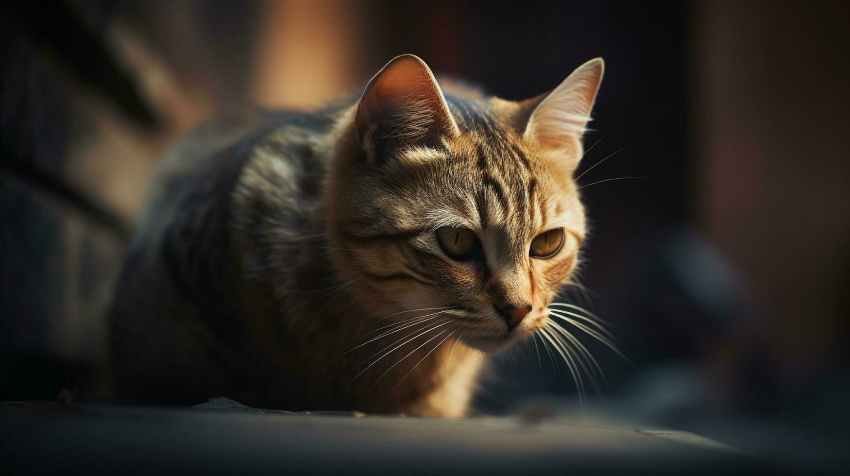 A close up of a cat sitting on the ground, Generative AI photo