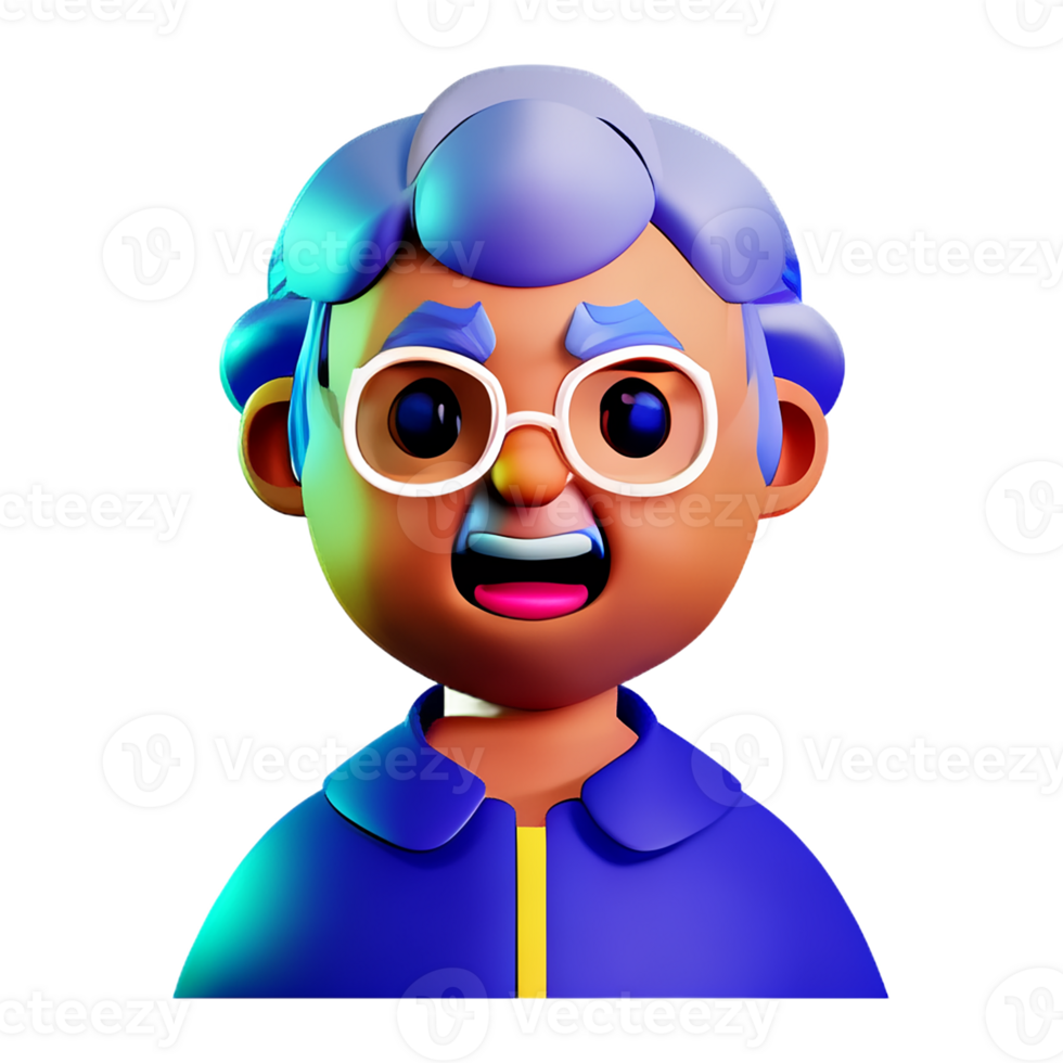 grandma face 3d rendering icon illustration png