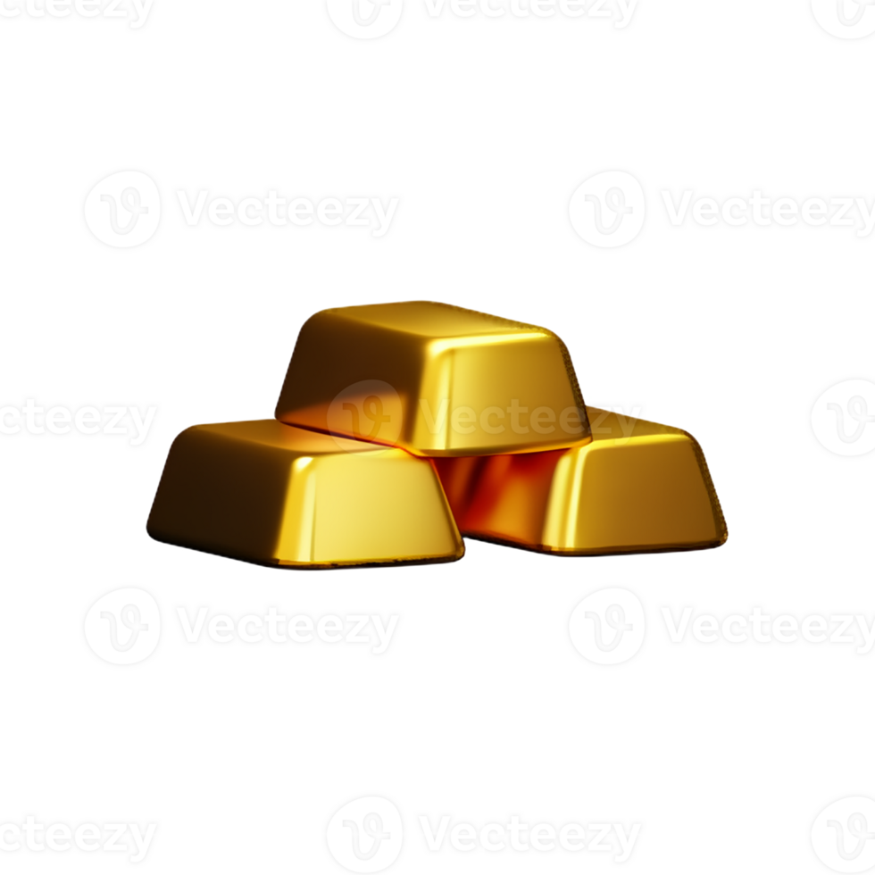 gold bar 3d rendering icon illustration png
