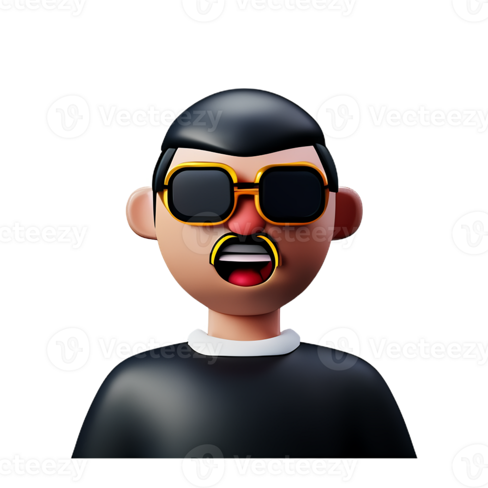 gangster face 3d rendering icon illustration png