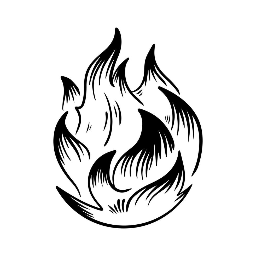 vector de fuego, icono de llama. icono negro aislado sobre fondo blanco.