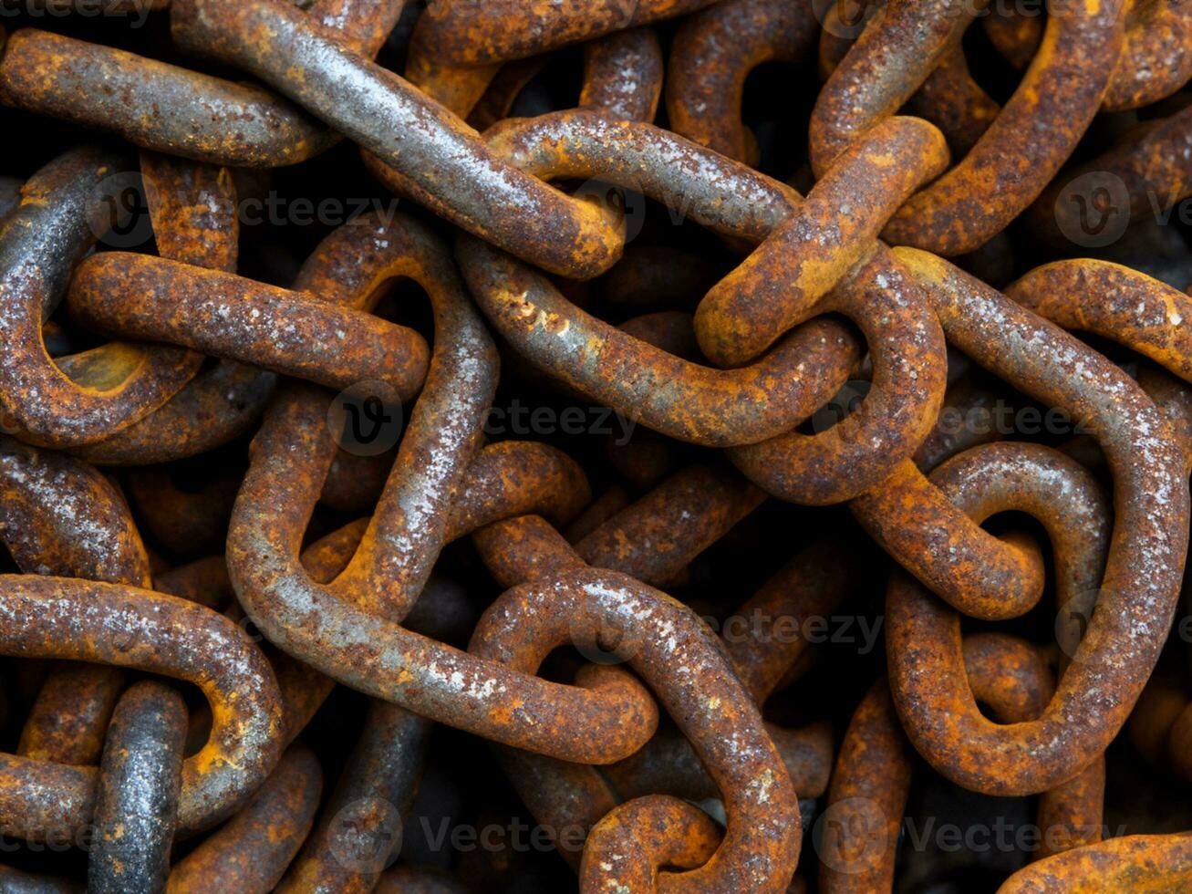 rusty metal chains in the port. close up photo