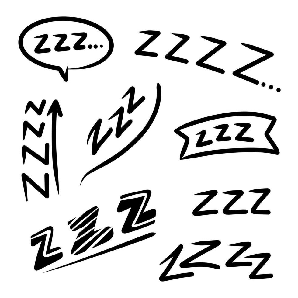 Hand drawn zzz symbol for sleeping, doodle illustration vector