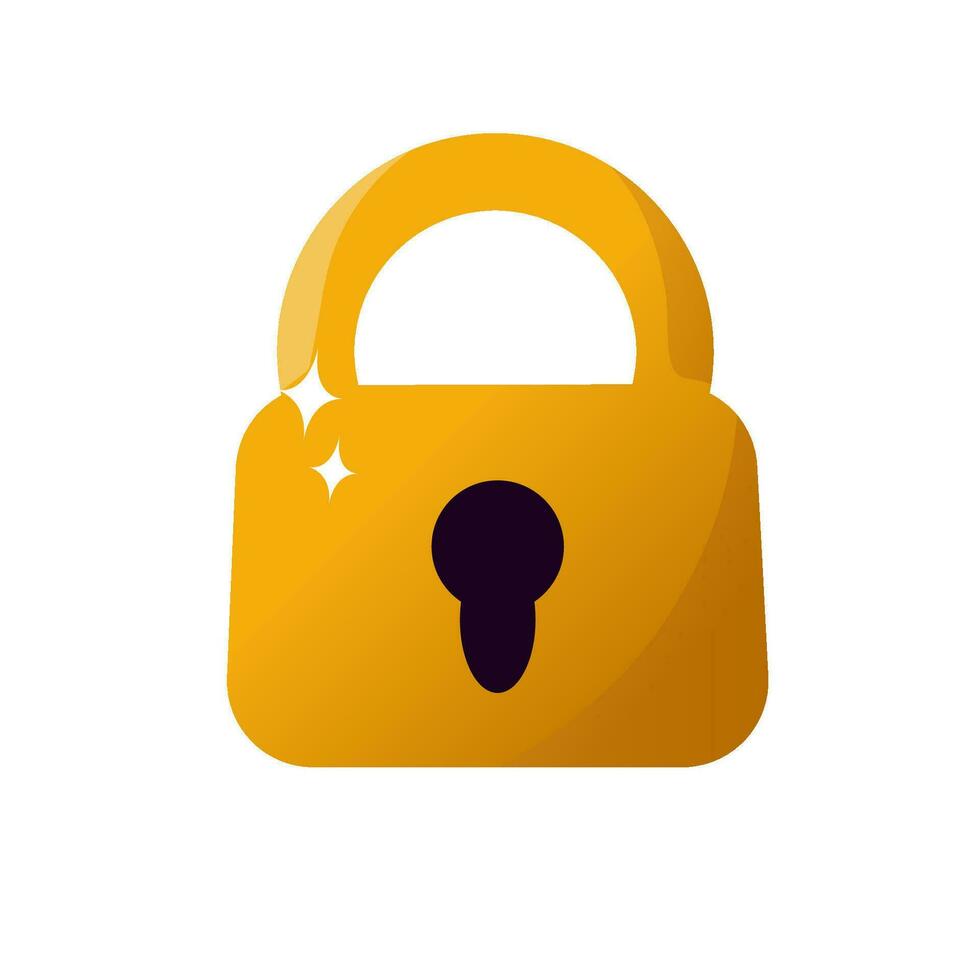 Golden lock on a white background. Vector