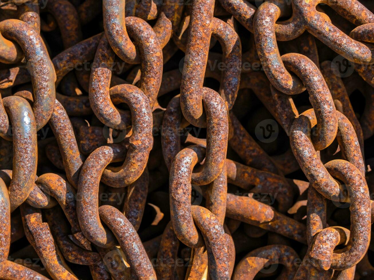 rusty anchor chains in a harbor photo