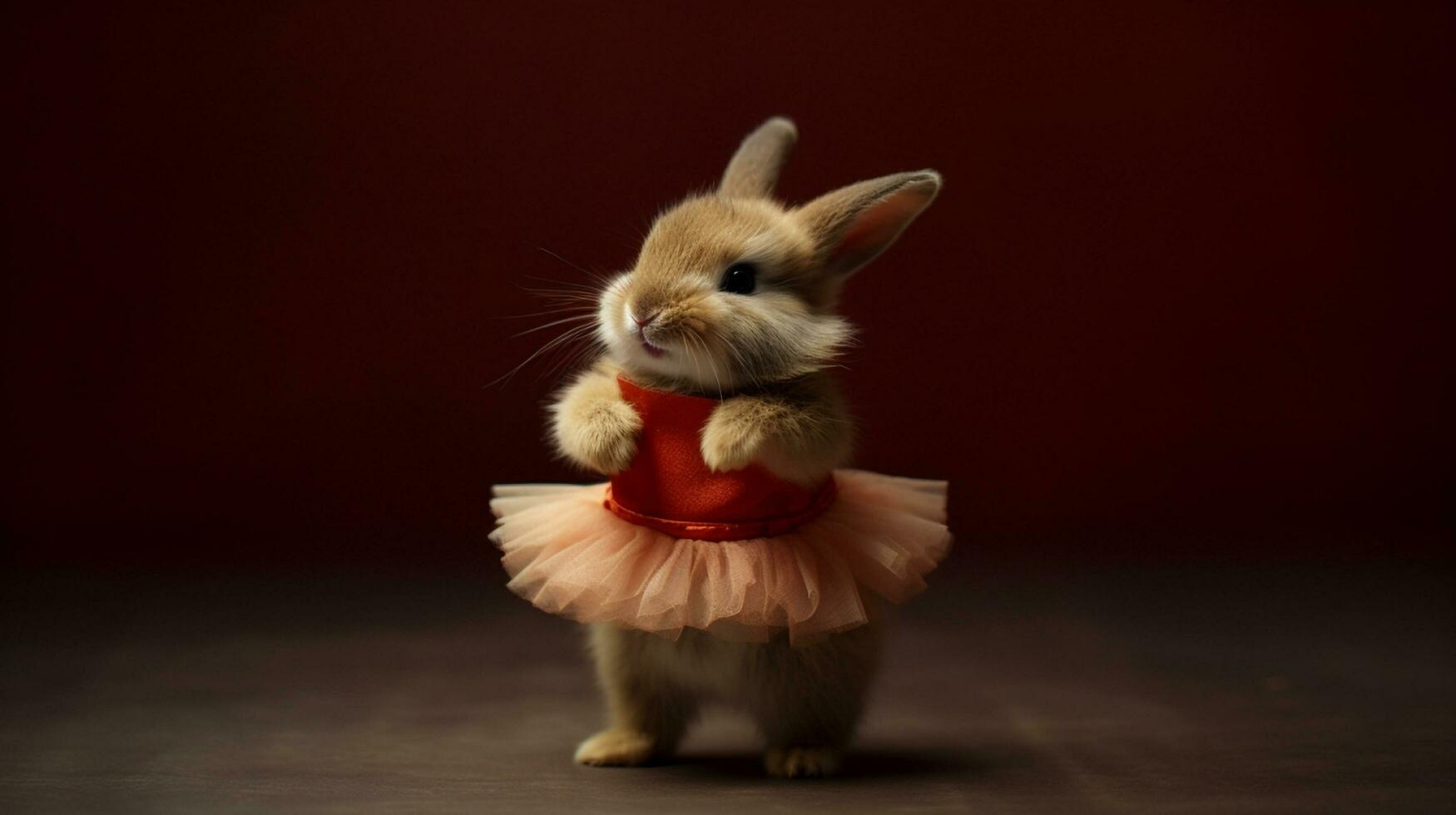A small rabbit dressed in a tutu,  Generative AI photo