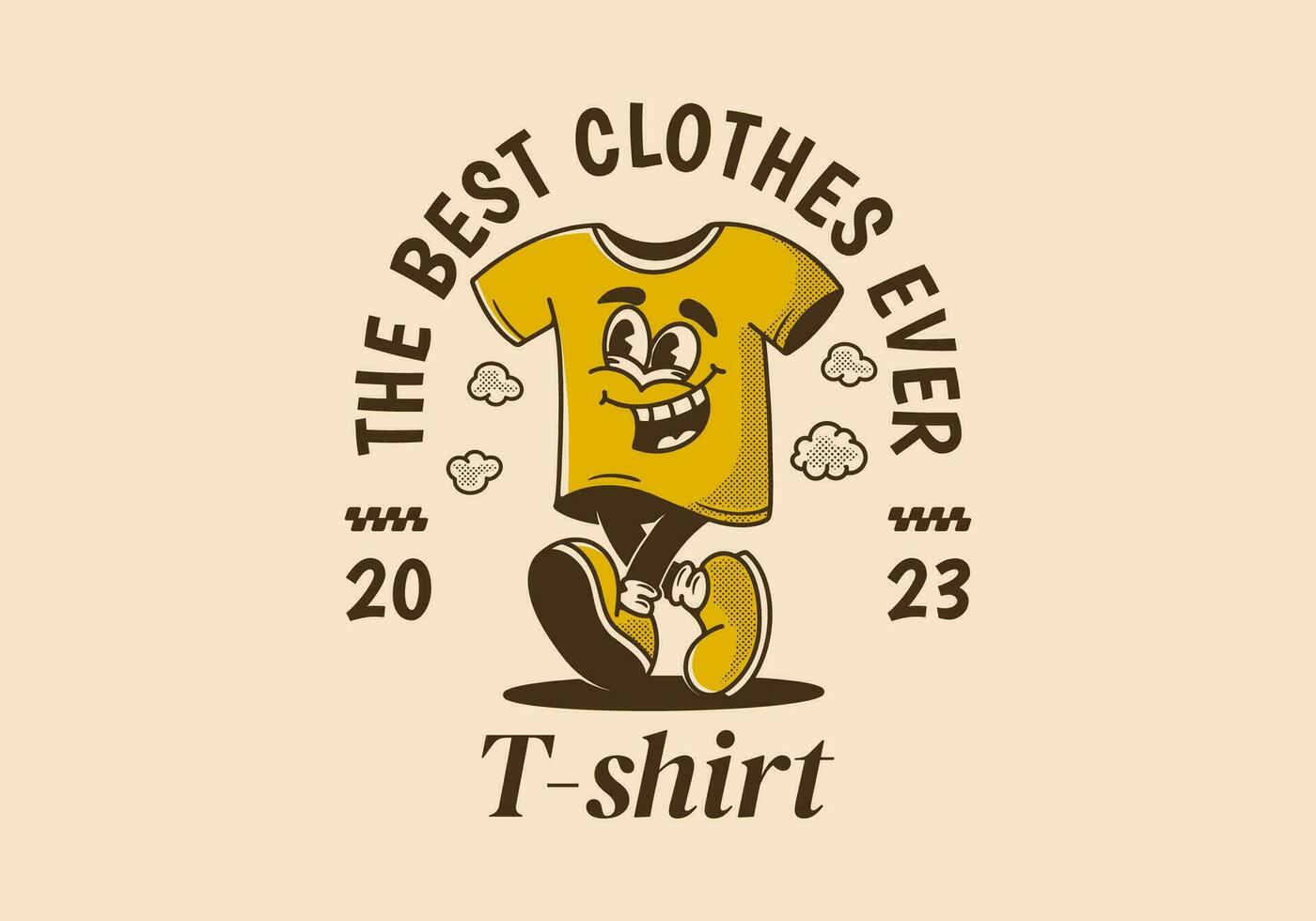 T-shirt, the best clothes ever. Mascot character illustration of walking t-shirt vector