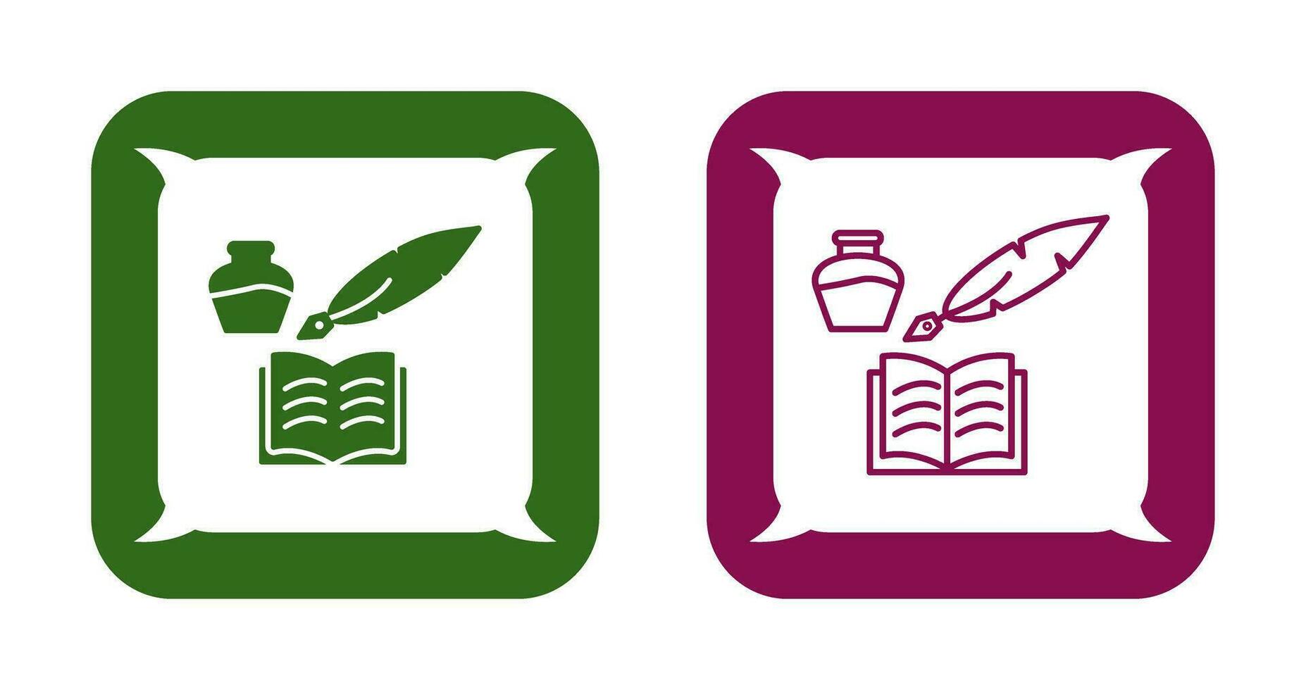 Unique Quill and Book Vector Icon