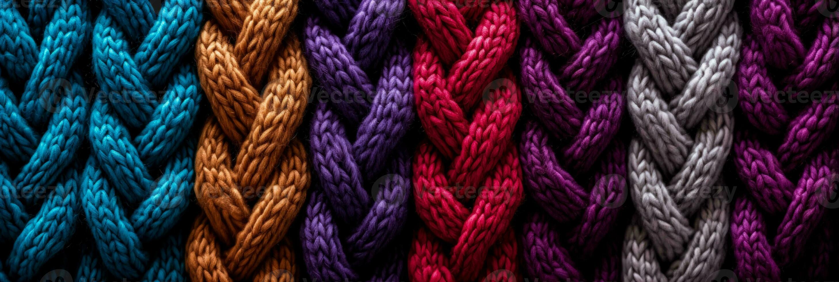 Extreme close up highlighting rich pattern and texture in knitted wool backgrounds photo