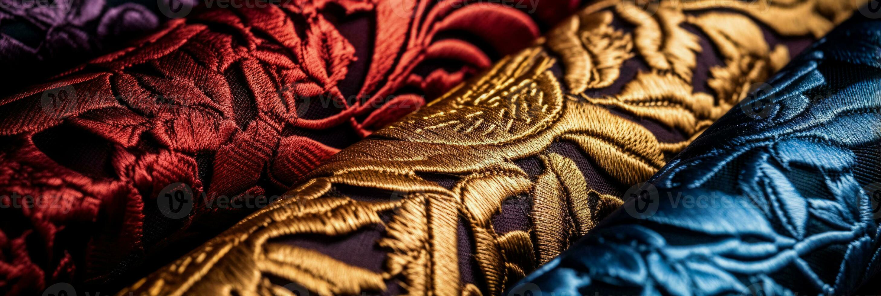 High resolution images showcasing detailed jacquard woven designs on textile backgrounds photo