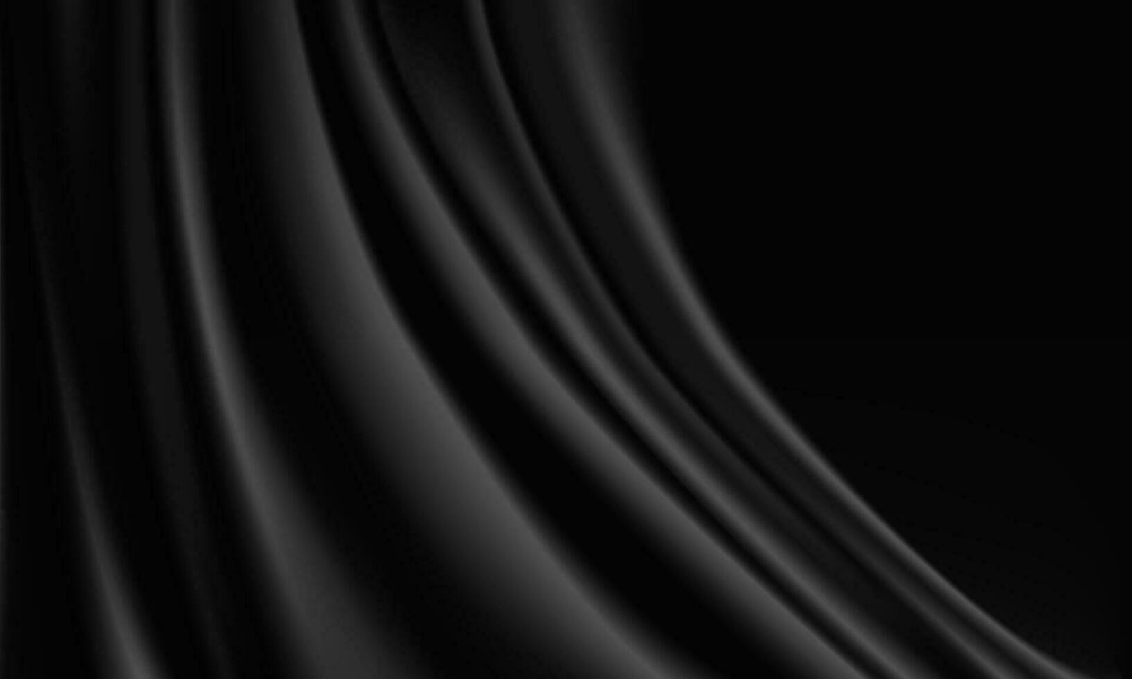 Abstract black silk fabric wave with blank space luxury background vector