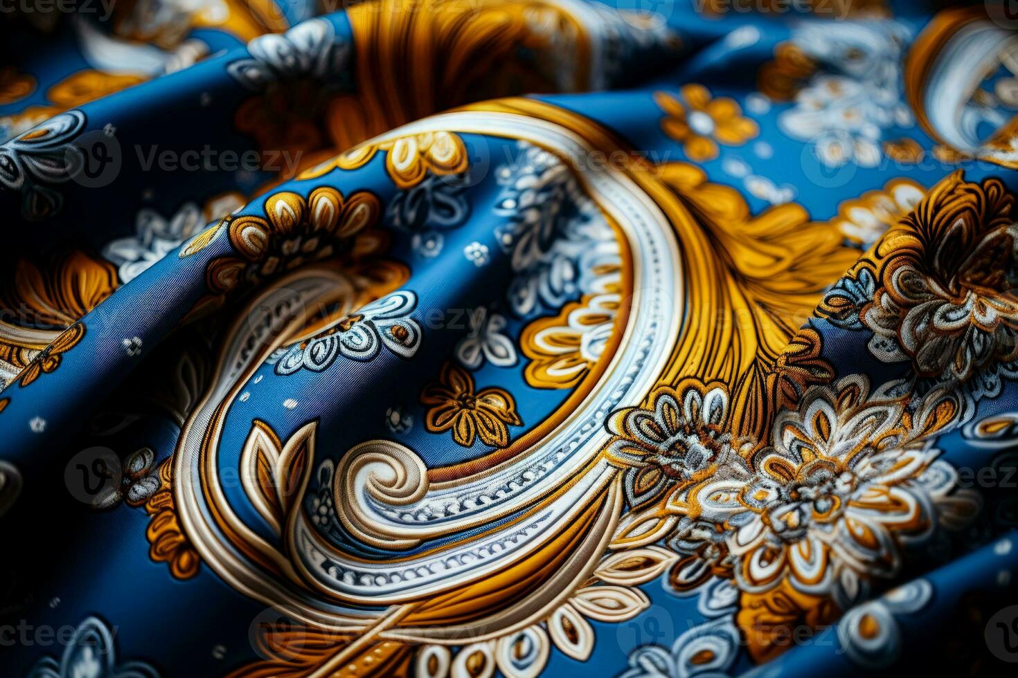 High detailed imagery revealing the intricate motifs of paisley patterns on textiles photo