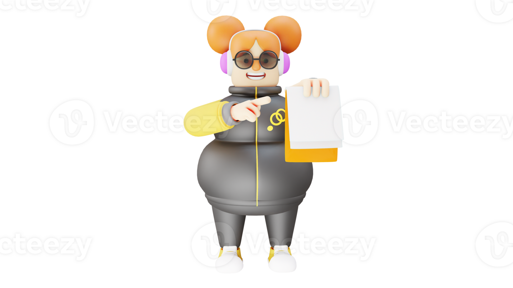 3D illustration. Young Teacher 3D cartoon character. Young teacher was explaining something while carrying a book in one hand. A young girl who becomes a teacher in a remote area. 3D cartoon character png