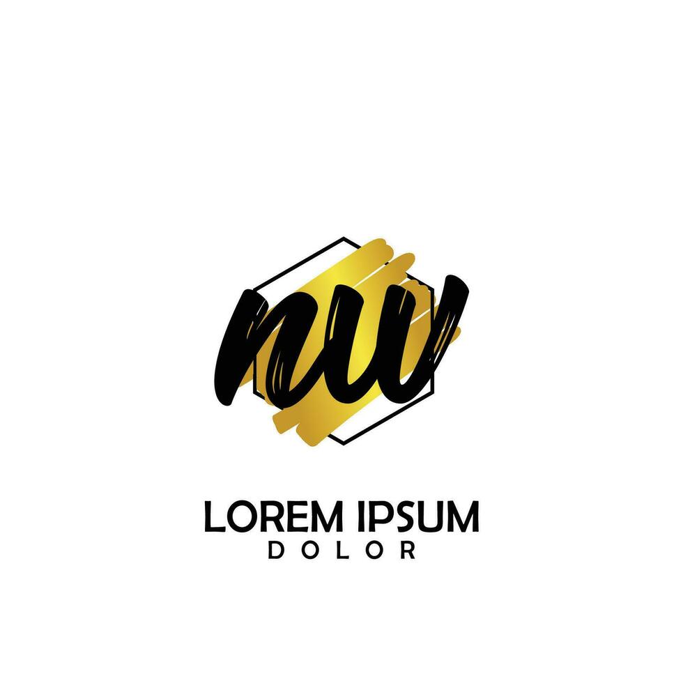 NW Initial Brush In Circle Frame Template Design vector