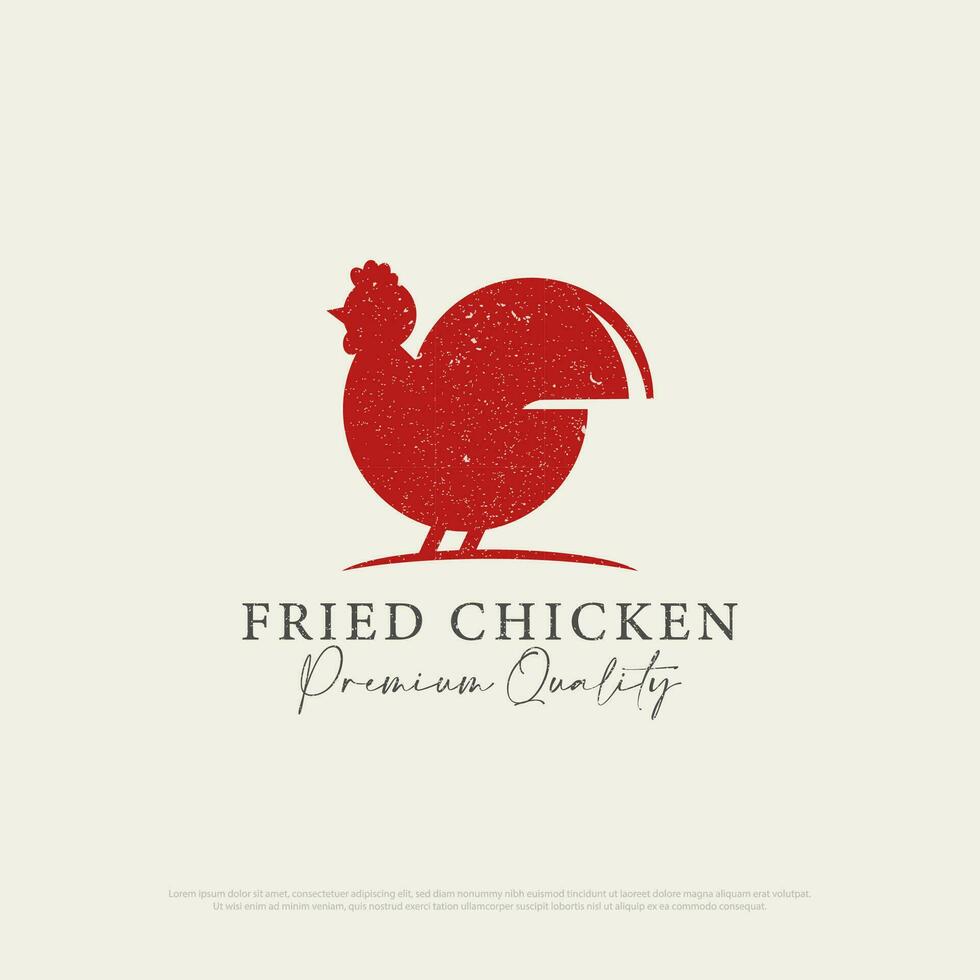 Fried Chicken restaurant logo design with vintage style, retro chicken restaurant  vector illustration