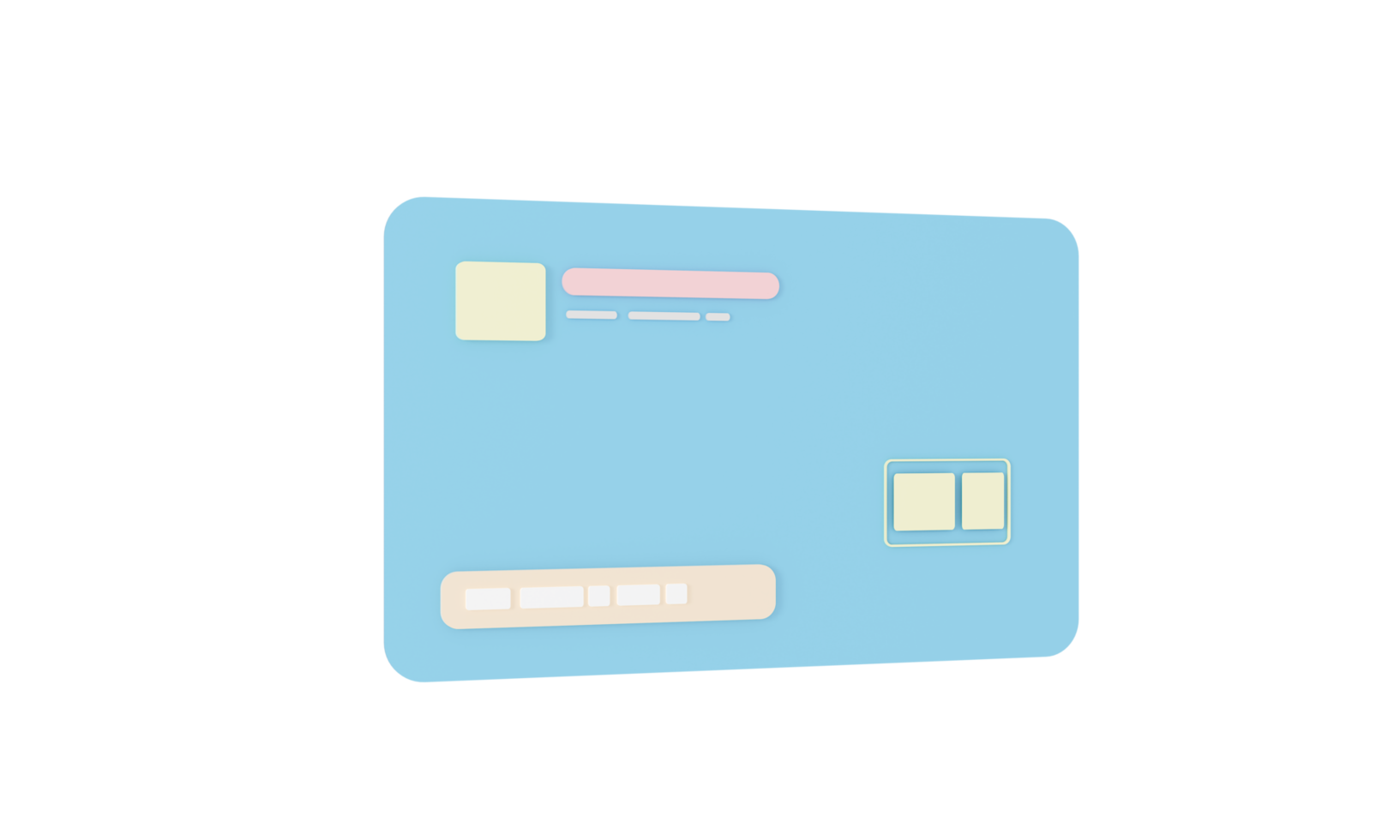 bleu crédit carte minimal Paiement en ligne 3d le rendu. png