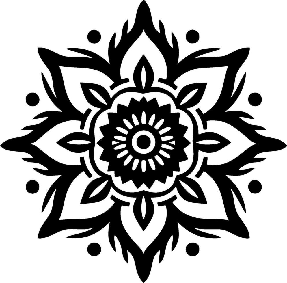 Mandala, Black and White Vector illustration