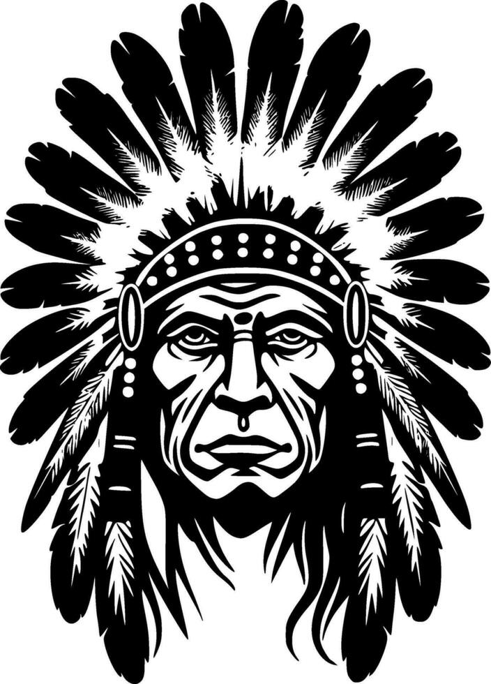 Indian Chief - Minimalist and Flat Logo - Vector illustration