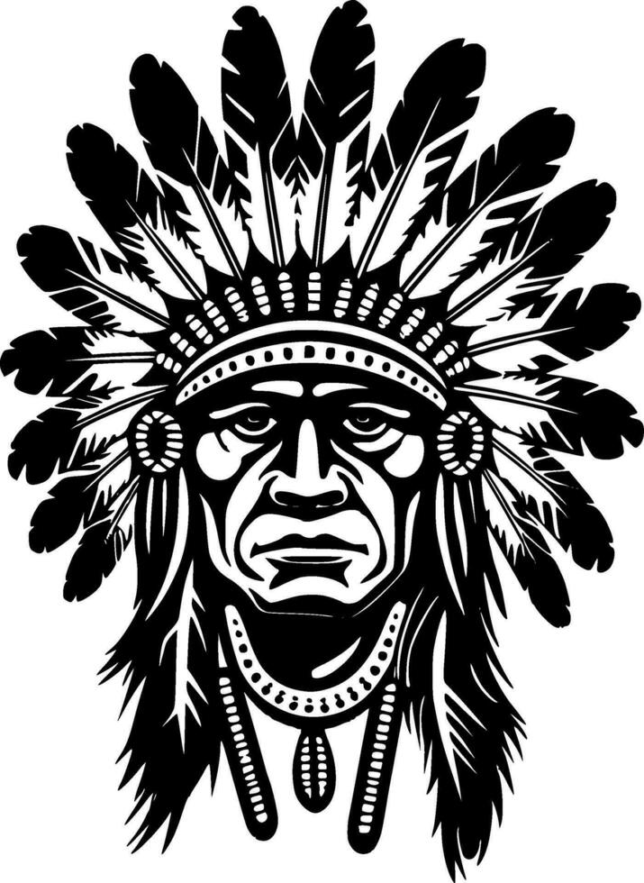 Indian Chief - Minimalist and Flat Logo - Vector illustration