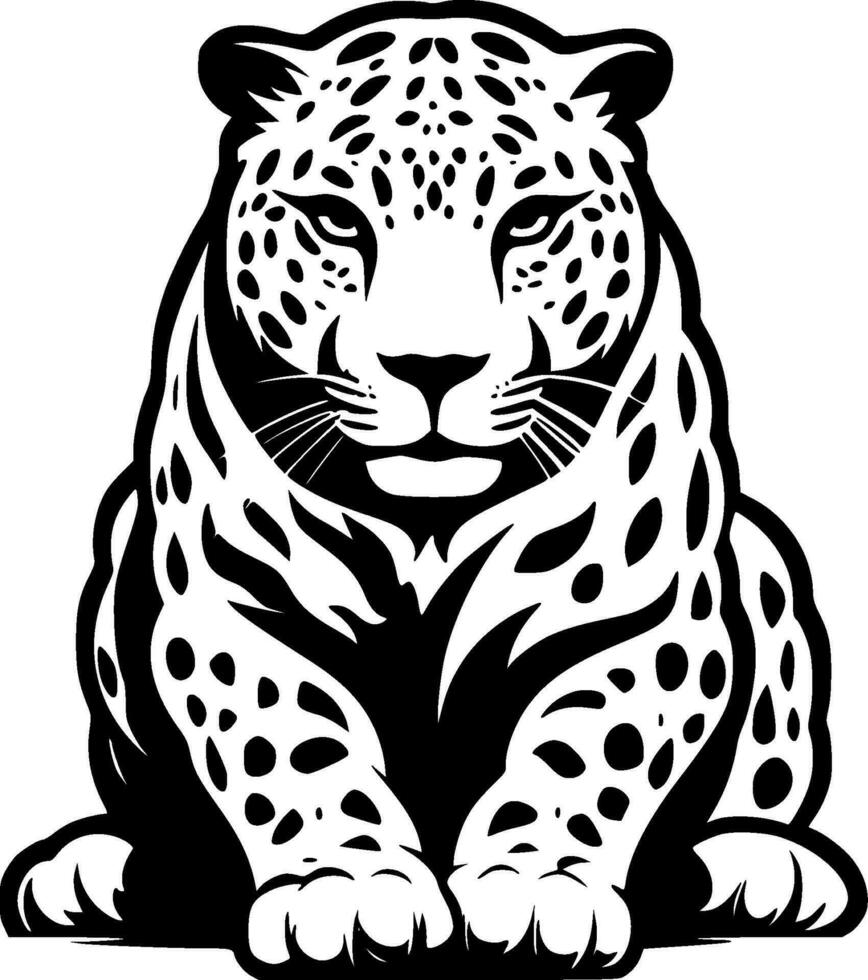 leopardo - negro y blanco aislado icono - vector ilustración