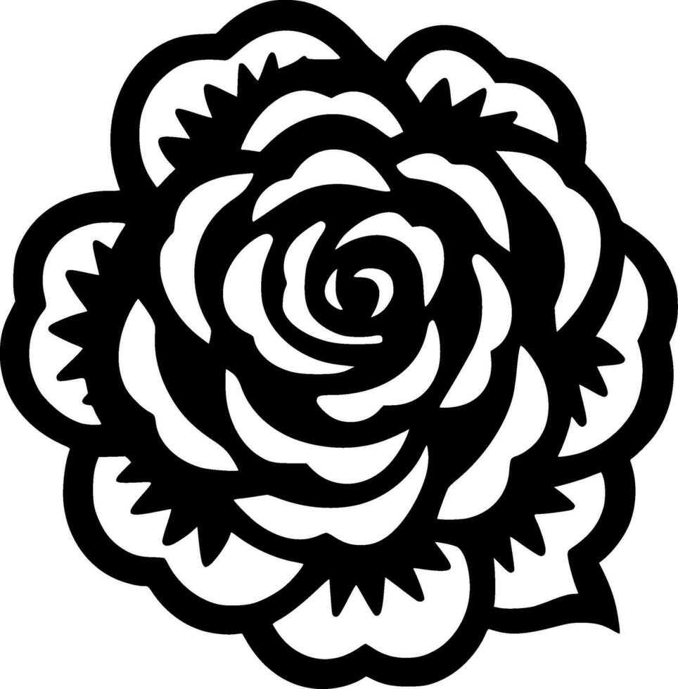 Flower, Black and White Vector illustration