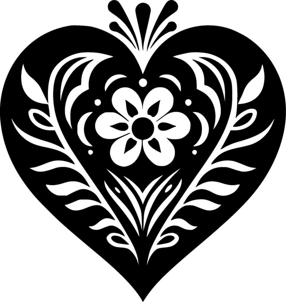 corazón - negro y blanco aislado icono - vector ilustración