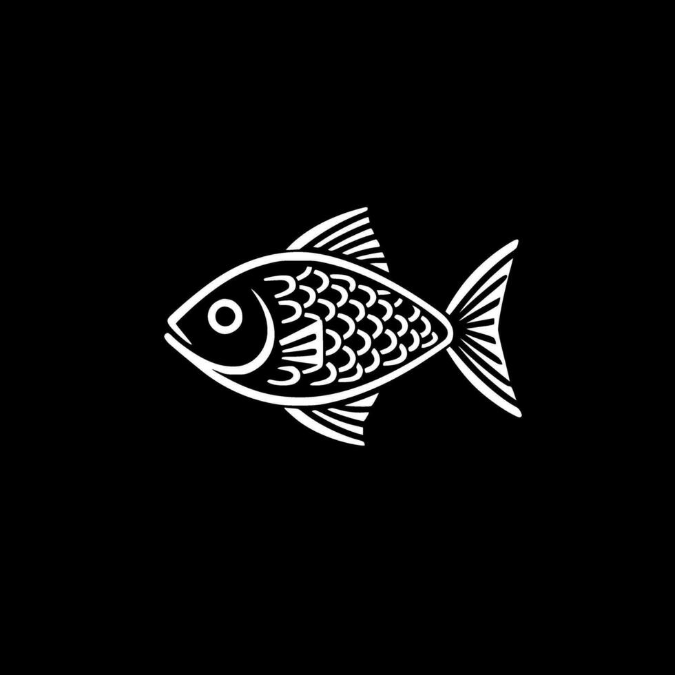 Fish - Black and White Isolated Icon - Vector illustration