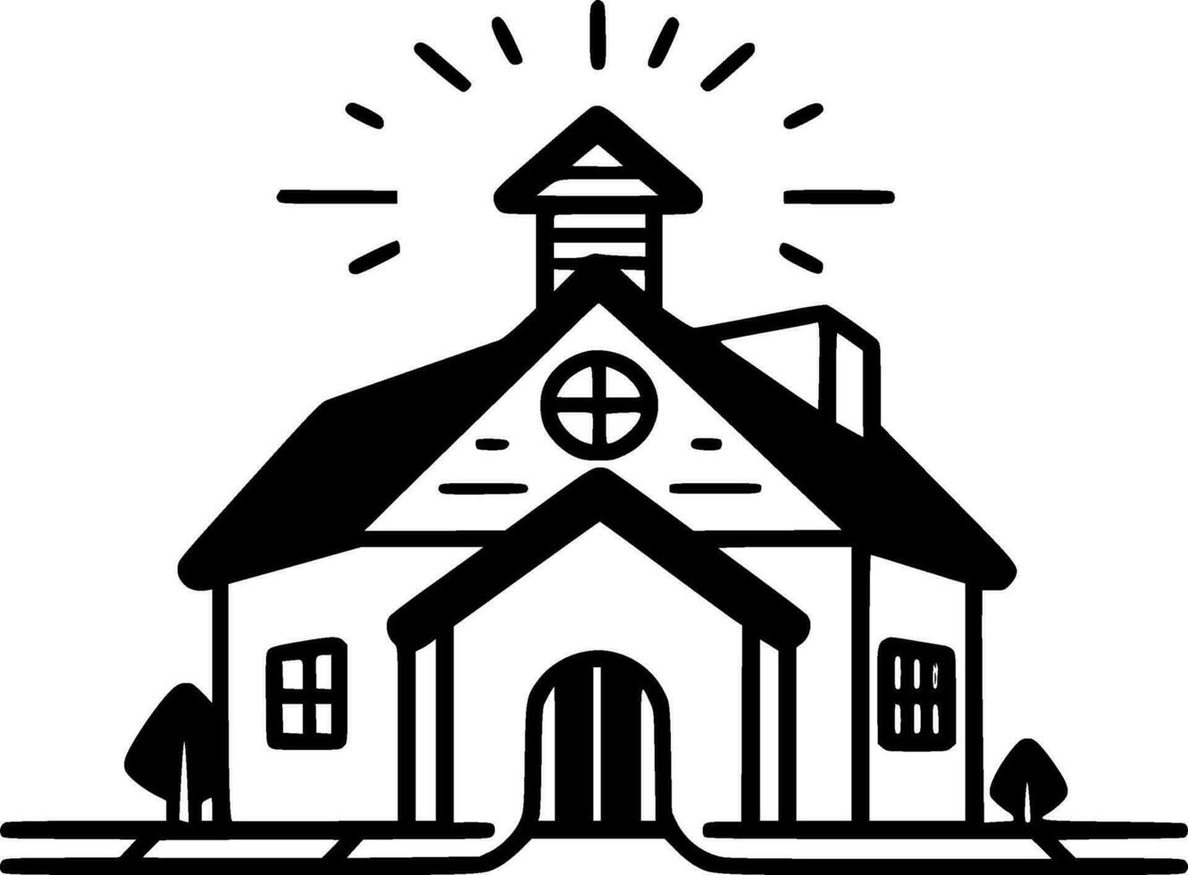 Farmhouse - Black and White Isolated Icon - Vector illustration