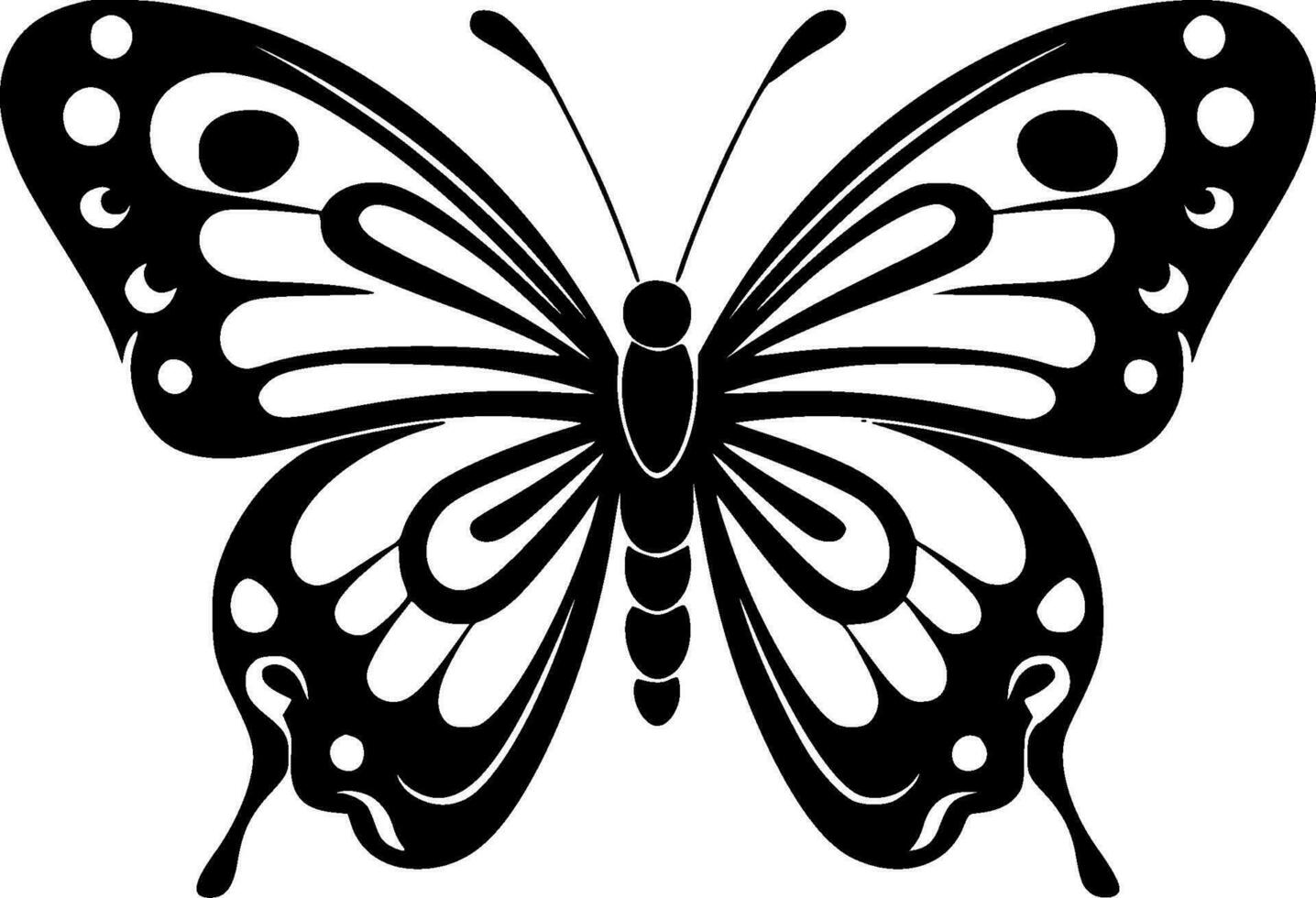 mariposa - negro y blanco aislado icono - vector ilustración