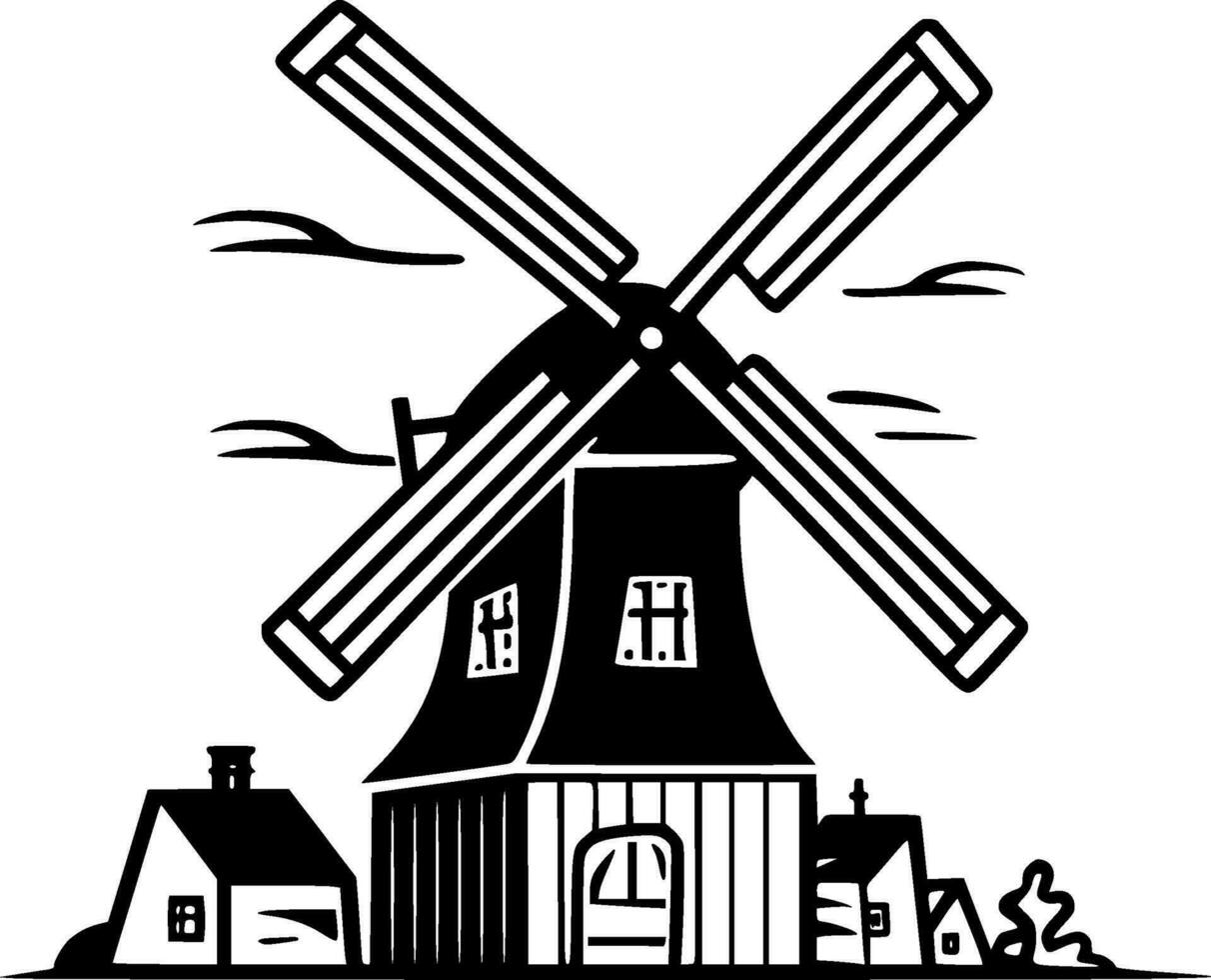 Windmill - High Quality Vector Logo - Vector illustration ideal for T-shirt graphic